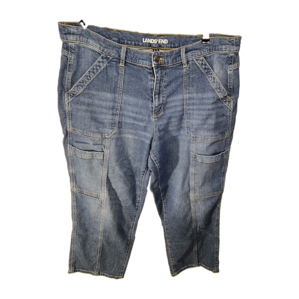 Lands' End US Womens Plus Size 22W Utility Cargo Jeans Stretch Multi Pockets